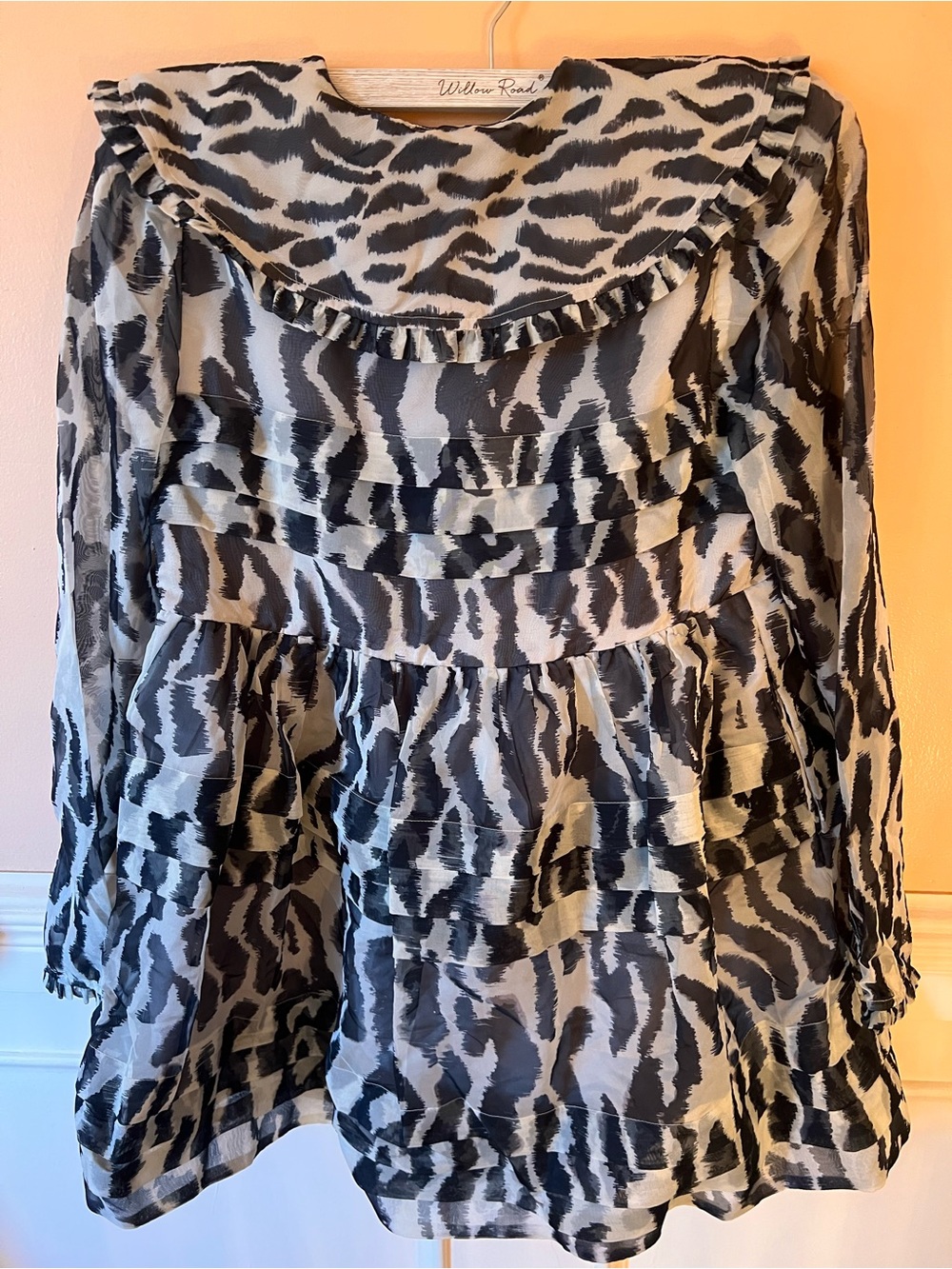Maeve Anthropologie Black White bohemian Tie-Neck Mini Dress preppy chic classy - Picture 7 of 7
